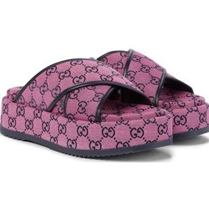 Gucci GG platform canvas slide sandal